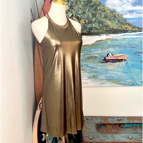 Love...Ady, Liquid-Flare Gold Metallic Dress, All-Seasons,Day to Night,Size XS - Picture 3 of 8